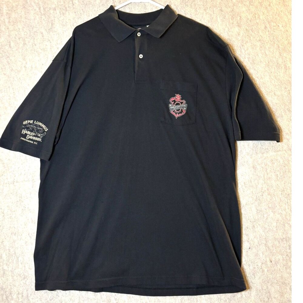 Harley-Davidson Gene Lummus Polo Mens 2XL Black Swannanoa NC